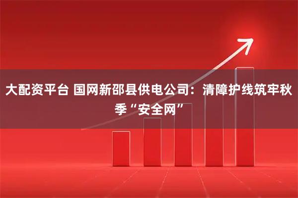 大配资平台 国网新邵县供电公司：清障护线筑牢秋季“安全网”